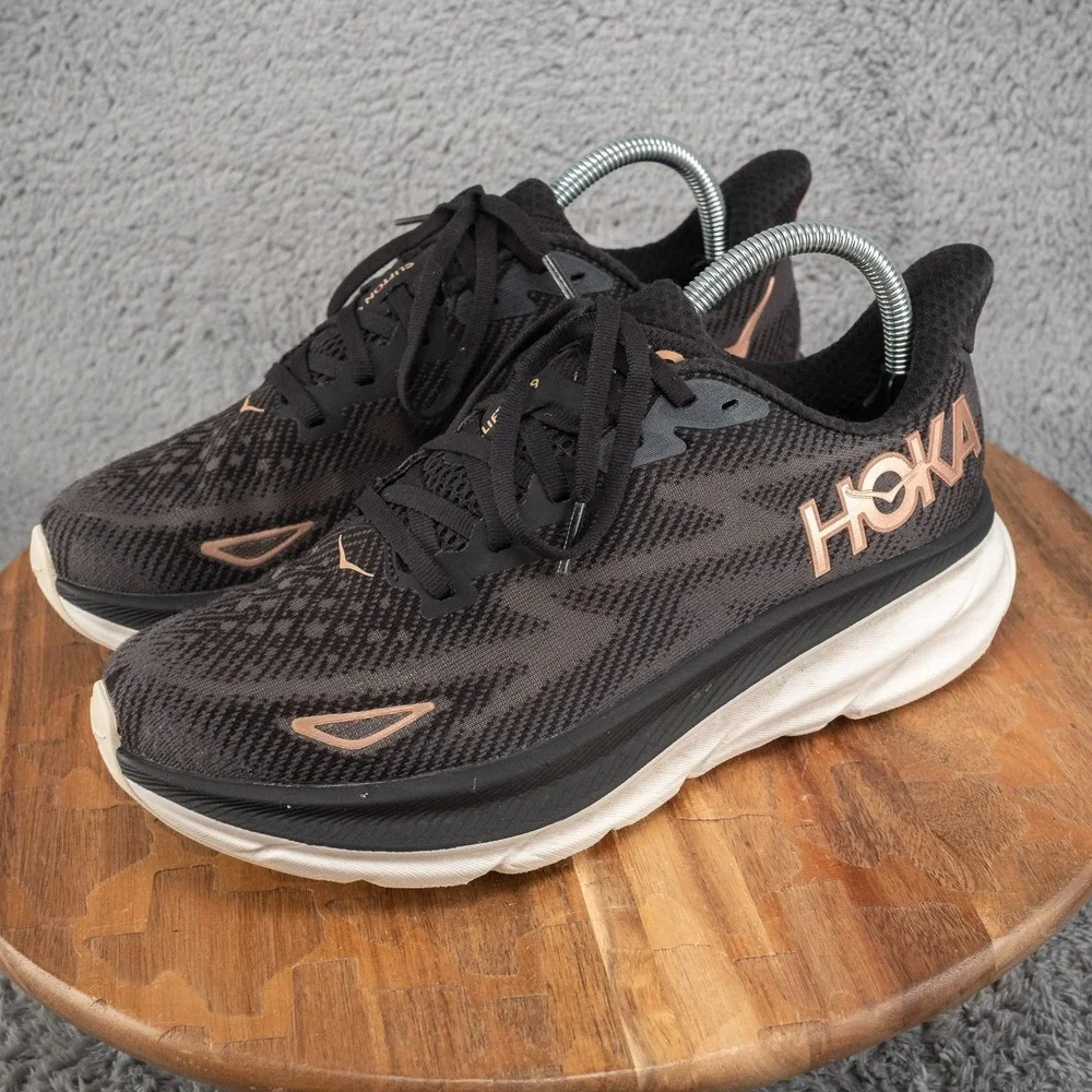 Hoka One One Womens Clifton 9 1127896 BRGL Black Running Shoes Sneakers Sz 8.5 B - Picture 3 of 10